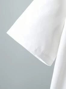 SHEIN 2 件套青少年男孩绅士装 - 白色修身短袖衬衫 + 卡其色长裤，绅士西装套装，商务优雅，学校，生日派对，日常休闲，婚礼，婚礼嘉宾，花童，戒指男孩 - 霧霾藍 - 查看 5