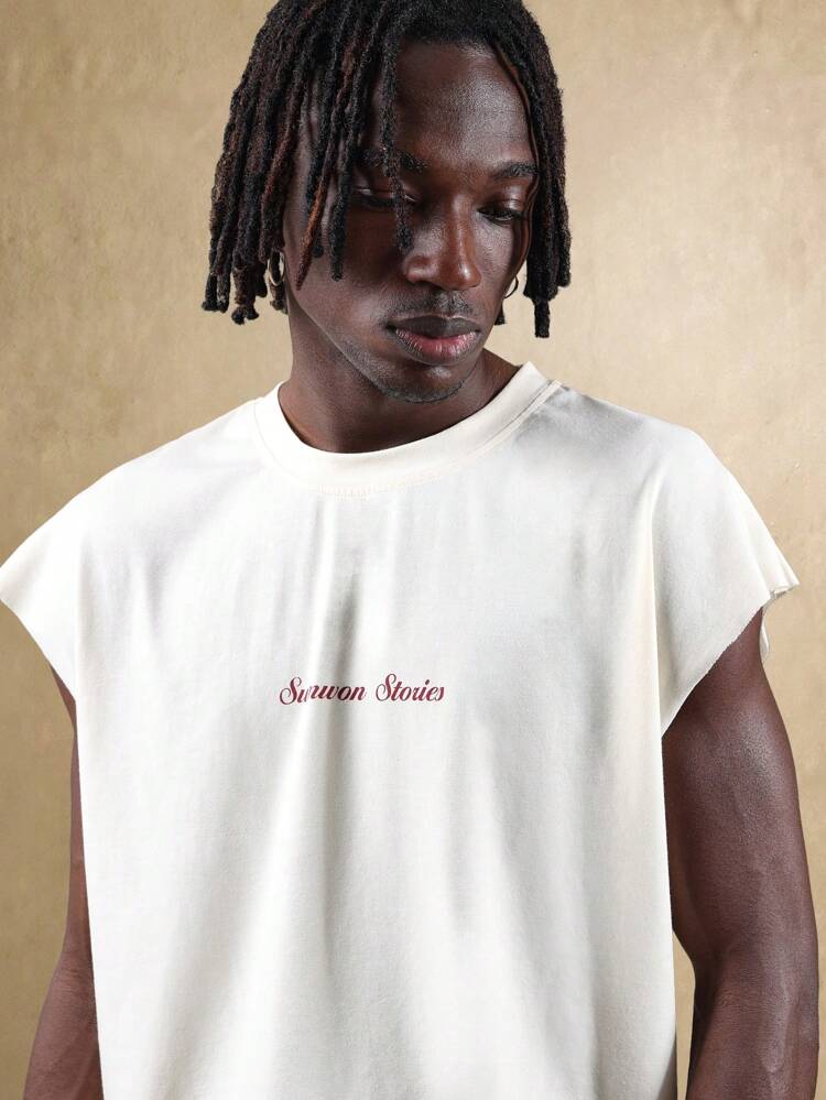 그래픽 디자인이 돋보이는 레트로 레모네이드 프린트 슬리브리스 탱크탑