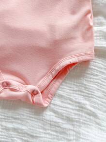 新生女宝宝可爱针织无袖连体衣，粉色，夏季 - 粉色 - 查看 3