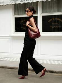 CUCCOO BIZCHIC Women's Back Strap Decor Bowknot High Heel Pumps, Wine Red Color Spring Shoes Spring Break Easter