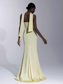 Elitara 优雅淡黄色简约大号项链，配有手工制作的渐变色水晶装饰和可拆卸链式吊坠，适合约会、度假、婚礼、正式礼服活动 - 淡黃色 - 查看 4