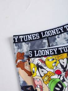 LOONEY TUNES X SHEIN 2 chiếc quần lót Boxer họa tiết hoạt hình dễ thương cho nam - Nhiều màu - Xem 9
