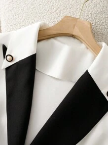 GlowEve Blazer court à manches courtes blocs de couleurs élégant pour le travail pour femmes