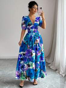 Rafferiza Robe longue élégante imprimée pour femme