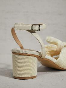 SHUZIA Ladies Vintage Chunky Block Heel With Bow - Beige - View 8