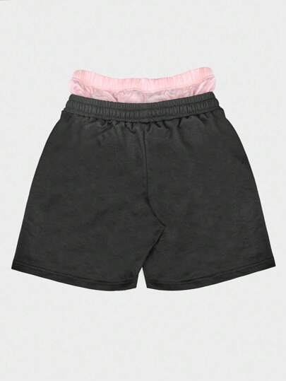 Street Life Shorts casuales de hombre con estampado de letra en brillo negro