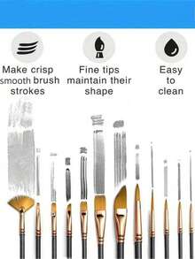 Bộ 12 cọ vẽ cho tranh sơn dầu màu nước, Bộ cọ vẽ chuyên nghiệp cho tranh sơn dầu, Acrylic, Canvas, Gouache - màu đen - Xem 2