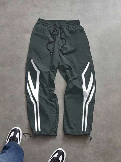 Manfinity Sport Corelite 男式撞色印花抽绳腰运动裤