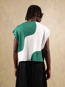 SUMWON 无袖背心 拼色夏季运动服 优质针织棉 超大码 健美 T 恤 短款 街头休闲服饰 - 彩色 - 查看 2