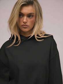 MUSERA Oversized Hoodie Relaxed Fit Dropped Shoulder Sweatshirt Back To School  Cosy Cute Casual Everyday Y2K Streetwear Capsule Wardrobe Black Spring Summer Vacation - Black - View 5