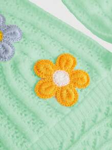 ROMWE Áo ba lỗ cổ yếm thêu hoa dễ thương, phong cách kỳ nghỉ - Màu xanh Bạc hà - Xem 5