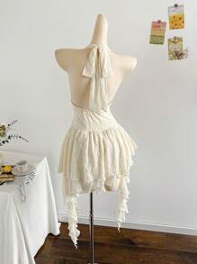 Soleia 女士度假浪漫岛屿假日露背针织网眼粉色花卉印花连衣裙，休闲，约会，下午茶，海滩，游轮，城市，音乐节，派对，波西米亚风 - 粉色 - 查看 2