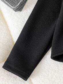 SHEIN Girl's Casual Solid Color Long Sleeve Jacket Girls Black Bolero Jacket Fall Winter