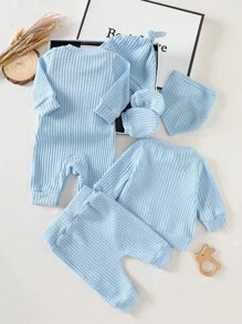 SHEIN Newborn Baby Boy Clothes Gift Set, Blue Fall Winter - Blue - View 2