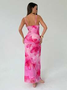 Aloruh 女士性感花卉印花无袖连衣裙，度假风格 - 彩色 - 查看 3