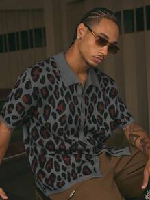 AXEPEAK Áo len nam cổ bẻ tay ngắn phong cách đường phố giản dị thời trang - Nhiều màu - Xem 3