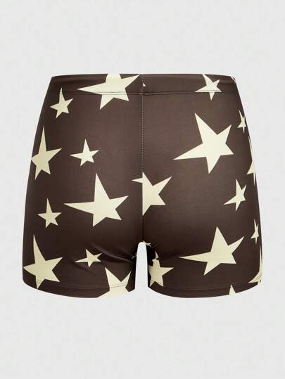 Street Life Men's Star Printed Drawstring Waist Casual Swimming Trunks
