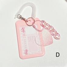 1pc Pink Transparent 3-Inch Photo Clip With Star Pendant Keychain, Office And School Supplies Back To School - Multicolor - View 7