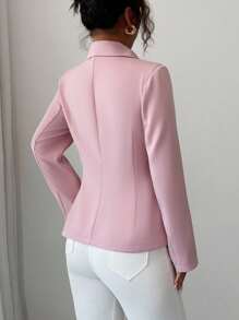 Elenzga Blazer élégant et mode pour femme, style décontracté pour le travail, avec une conception de col asymétrique, manches longues et ouverture sur le côté de la taille, en couleur unie