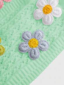 ROMWE Áo ba lỗ cổ yếm thêu hoa dễ thương, phong cách kỳ nghỉ - Màu xanh Bạc hà - Xem 4