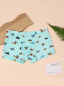 4pcs/Set Tween Boys Cartoon Airplane Print Casual Boxer Briefs - Multicolor - View 4