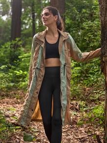 In My Nature Women's Contrast Color Long Sleeve Drawstring Waist Hooded Outdoor Rain Jacket Women's Color Block Casual Jacket Women Running Jacket Women Windbreaker Jacket Jacket Lightweight Coat Running Jacket Light Green And Brown Jackets Activewear Jacket, Color Blocking, Contrast Color Jackets, Sun-Protective Jackets, UV Protect Jackets, Sun-Proof, Summer, Fall Outdoor Hiking Jackets, Breathable Jackets Thermal Thick Warm Jacket