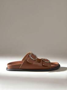 Dép đi biển đế bằng màu đen thời trang thoải mái dành cho nữ - màu nâu - Xem 1