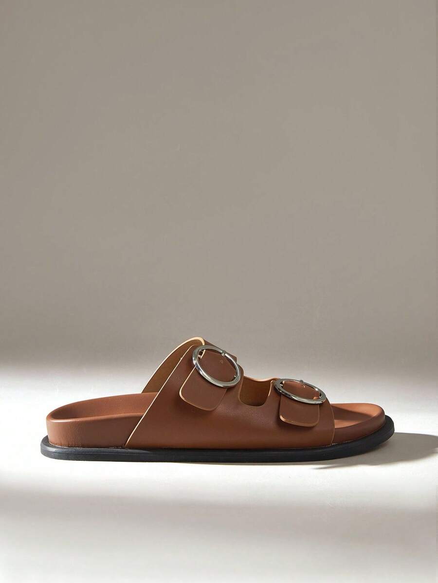 Dép đi biển đế bằng màu đen thời trang thoải mái dành cho nữ - màu nâu - Xem 1