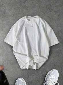 Sport MetroGents Camiseta Esportiva de Manga Curta Gola Redonda Ajuste Solto com Gráfico de Barra de Peso Respirável para Homens