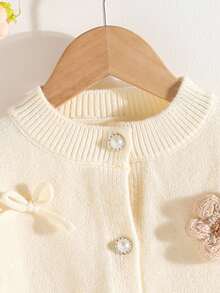 SHEIN 秋冬宽松舒适少女圆领长袖毛衣和纯色裙子套装 - 卡其色 - 查看 5