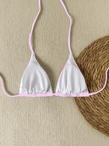 Swim Vcay Spring Break Floral Print Sexy Bikini Top, Summer Beach Vacation - Pink - View 2