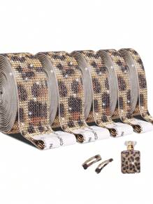 1 Yard Self Adhesive Crystal Rhinestone Ribbon, Rhinestone Strips, DIY Diamond Bling Ribbon Stickers Rhinestone Tape Roll For Crafts Phone Car Decorations - leopard print - View 6