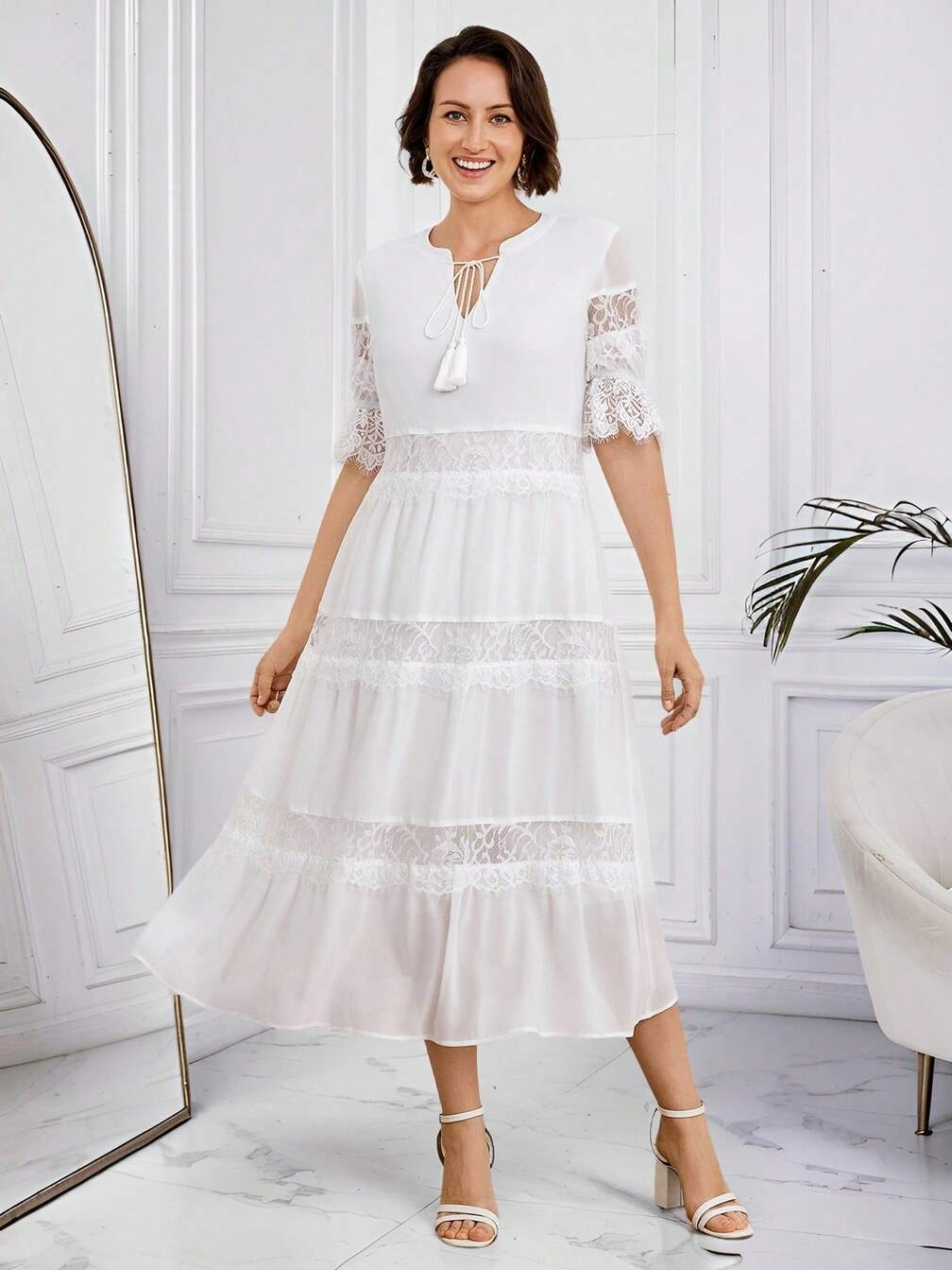 white lace birthday dress Custom Oyemwen White Lace Birthday Dress