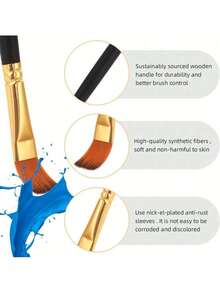 Bộ 12 cọ vẽ cho tranh sơn dầu màu nước, Bộ cọ vẽ chuyên nghiệp cho tranh sơn dầu, Acrylic, Canvas, Gouache - màu đen - Xem 4