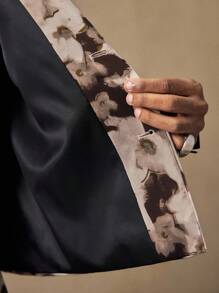 AKNOTIC Business Casual Áo khoác Blazer tay dài dáng rộng thoải mái cho nam, dành cho mùa thu đông - màu đen - Xem 7