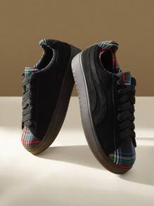 CUCCOO EASI 女士格纹拼接休闲百搭运动鞋