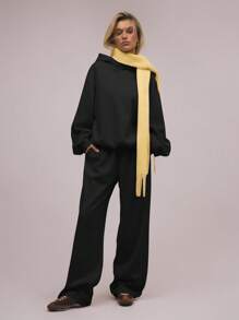 MUSERA Oversized Hoodie Relaxed Fit Dropped Shoulder Sweatshirt Back To School  Cosy Cute Casual Everyday Y2K Streetwear Capsule Wardrobe Black Spring Summer Vacation - Black - View 4