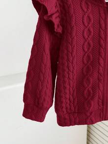 Babygirl 可爱休闲百搭纯色连帽长袖夹克 秋冬款 - 酒紅色 - 查看 5