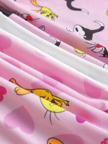 LOONEY TUNES X SHEIN 少女 4 条装卡通印花吊带背心和宽松内裤套装