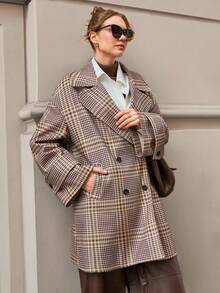 CLARA VERO Women Button Detailed Plaid Long Overcoats - Multicolor - View 7