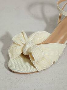 SHUZIA Ladies Vintage Chunky Block Heel With Bow - Beige - View 7