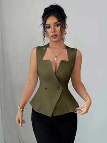 Elenzga Áo cánh chữ A cổ bèo nhún thanh lịch mới dành cho nữ, thích hợp khi đi làm, đi nghỉ, hẹn hò, đi chơi, làm vườn, tụ họp gia đình, ngày lễ lao động, ngày lễ, ngày độc lập, trở lại trường, ngày của giáo viên, lễ Halloween, lễ tạ ơn - Màu xanh Ô liu - Xem 6