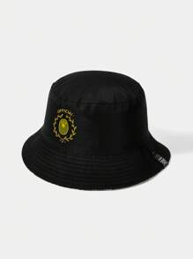 We Bare Bears X SHEIN Cute Cartoon Printed Reversible Bucket Hat - Black - View 5