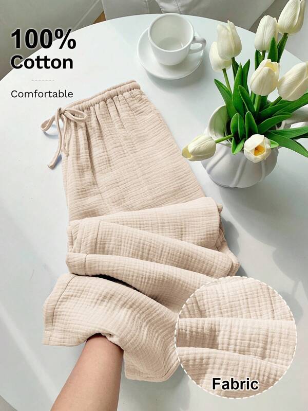 Comfortcana Damen Lässig vielseitige einfarbige Schlupfhose mit weitem Bein