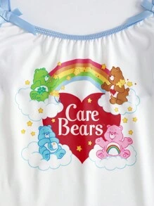 SHEIN X Care Bears 女士字母和卡通熊图案吊带背心和平角裤内衣套装 - 藍色 - 查看 4