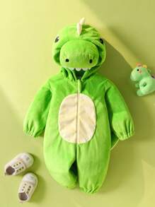 SHEIN Newborn Cute 3D Plush Little Dinosaur Jumpsuit With Long Sleeve And Pants Fall Winter