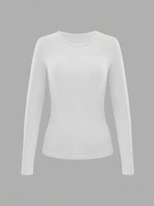 INAWLY 3 Stücke Damen einfarbige Slim Fit Langarm T-Shirts, vielseitig einsetzbar