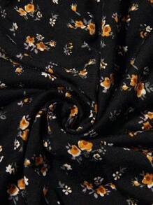 Boho Mama Pregnant Women's Ditsy Floral V-Neck Long Sleeve Casual Dress Cottagecore Dress Long Sleeve Mini Dress Smocked Mini Dress Cottagecore Mini Dress West Western Wear Women Boho Women Clothing Boho Chic - Black - View 6