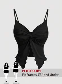 SHEIN PETITE CURVE Women's Plus Size Twist Front Crisscross Sleeveless Top,Cute Tops,Cami, Summer For Women, Graphic Women, Concert Women, Rave Festival, Streetwear For Women, Graduation Women - Black - View 1