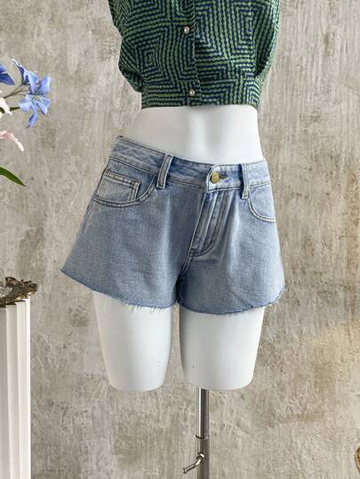 Attitoon 女式低腰牛仔短裤，全新夏季时尚休闲性感破洞 A 字形设计，复古，街头潮流，低腰牛仔短裤，Y2k，俱乐部性感，狂欢，Y2k，俱乐部